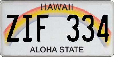 HI license plate ZIF334