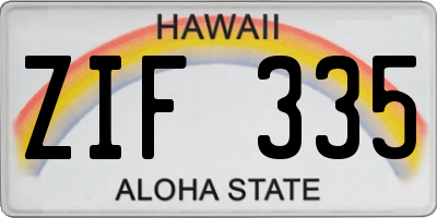 HI license plate ZIF335