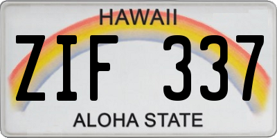 HI license plate ZIF337