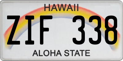 HI license plate ZIF338