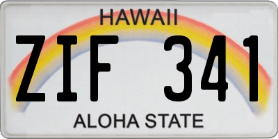 HI license plate ZIF341