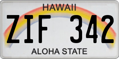 HI license plate ZIF342