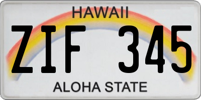 HI license plate ZIF345