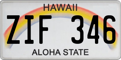 HI license plate ZIF346