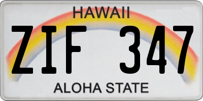 HI license plate ZIF347