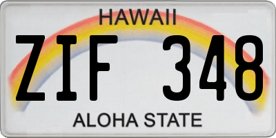 HI license plate ZIF348
