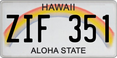HI license plate ZIF351