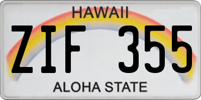 HI license plate ZIF355