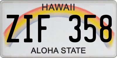 HI license plate ZIF358