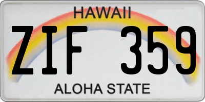 HI license plate ZIF359