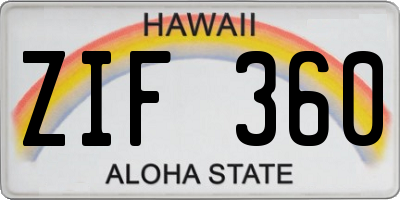 HI license plate ZIF360