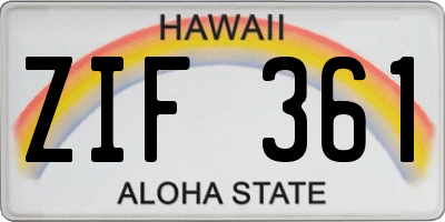 HI license plate ZIF361