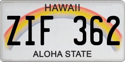 HI license plate ZIF362