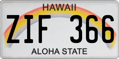 HI license plate ZIF366