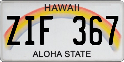 HI license plate ZIF367