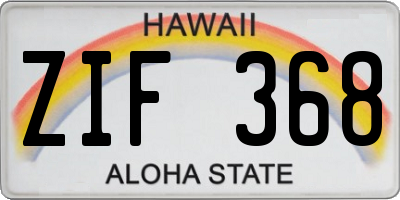 HI license plate ZIF368