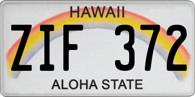 HI license plate ZIF372