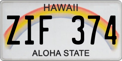 HI license plate ZIF374