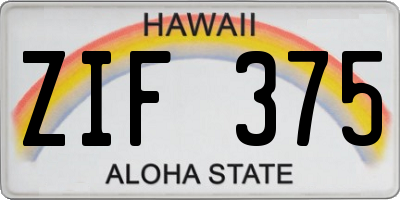 HI license plate ZIF375