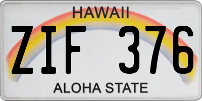 HI license plate ZIF376