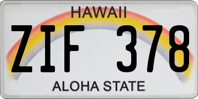 HI license plate ZIF378