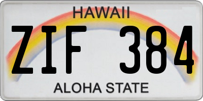 HI license plate ZIF384