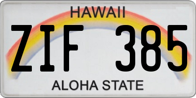 HI license plate ZIF385