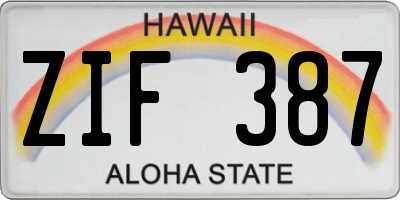 HI license plate ZIF387