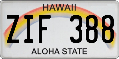 HI license plate ZIF388