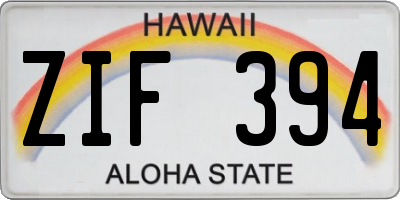HI license plate ZIF394