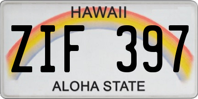 HI license plate ZIF397