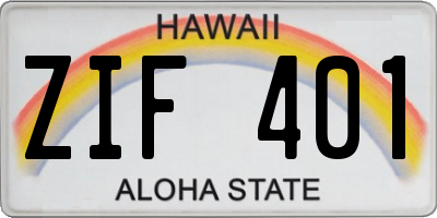HI license plate ZIF401