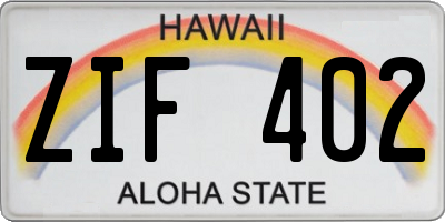 HI license plate ZIF402