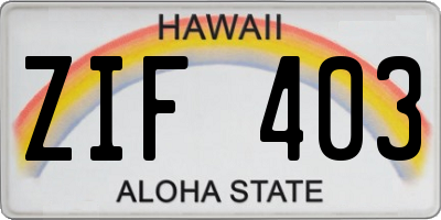HI license plate ZIF403