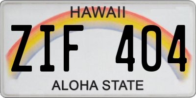 HI license plate ZIF404