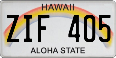 HI license plate ZIF405