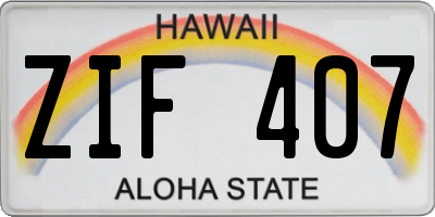 HI license plate ZIF407