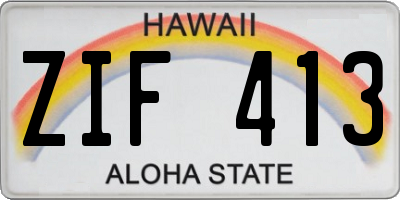 HI license plate ZIF413