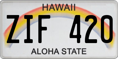 HI license plate ZIF420