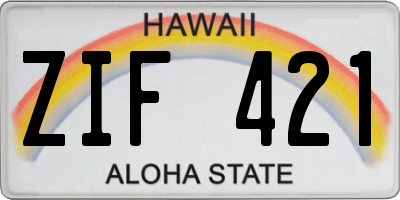 HI license plate ZIF421