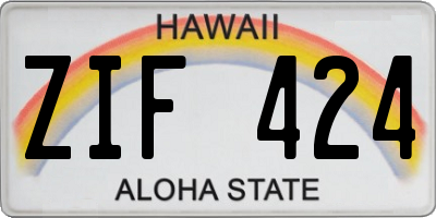 HI license plate ZIF424
