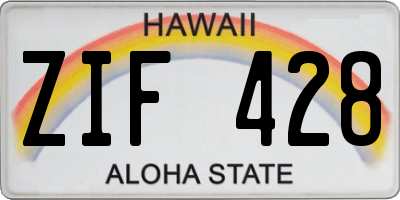 HI license plate ZIF428