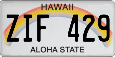 HI license plate ZIF429