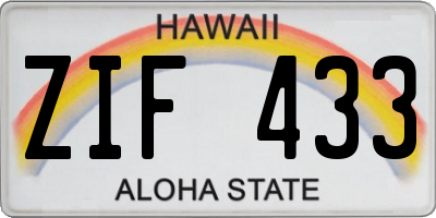 HI license plate ZIF433