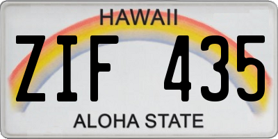 HI license plate ZIF435