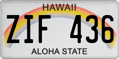 HI license plate ZIF436
