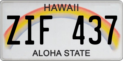 HI license plate ZIF437