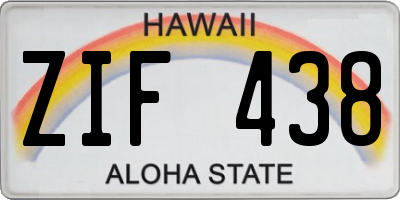 HI license plate ZIF438
