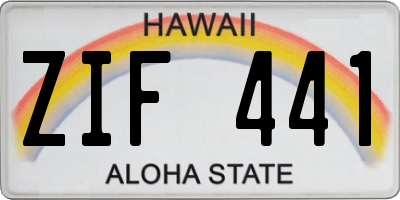 HI license plate ZIF441
