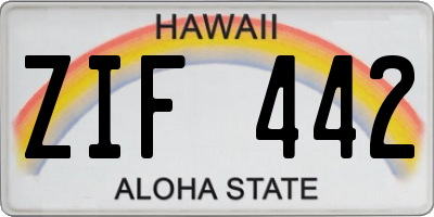 HI license plate ZIF442